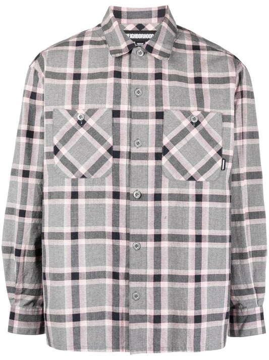 Grey Neoncheck Cotton Shirt
