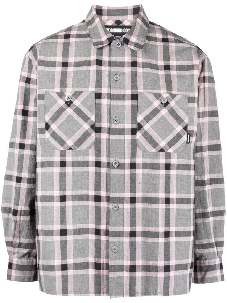 Grey Neoncheck Cotton Shirt