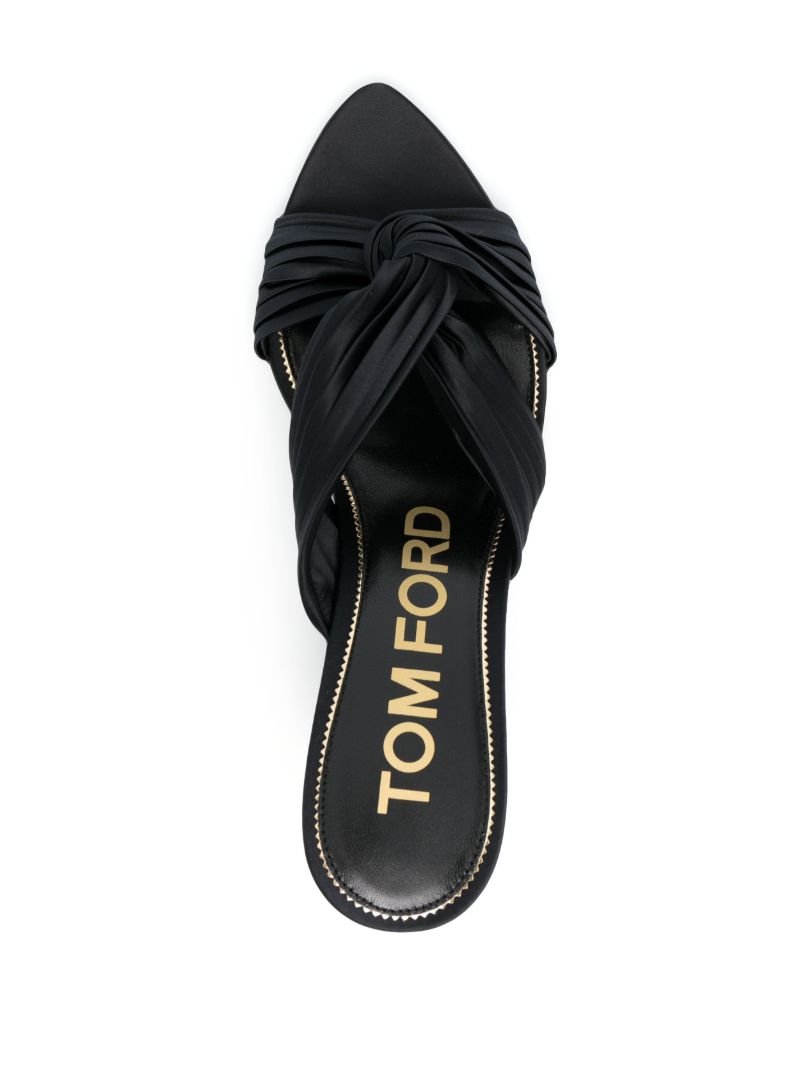 Black 65 Pleated Satin Mules