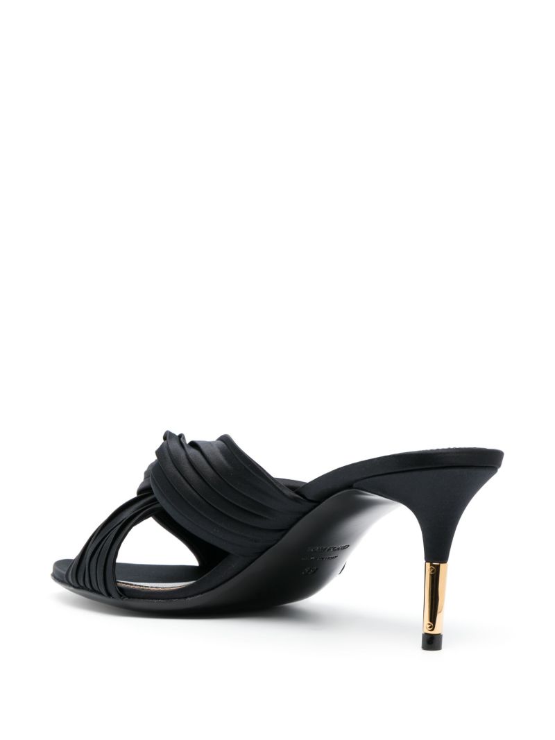 Black 65 Pleated Satin Mules