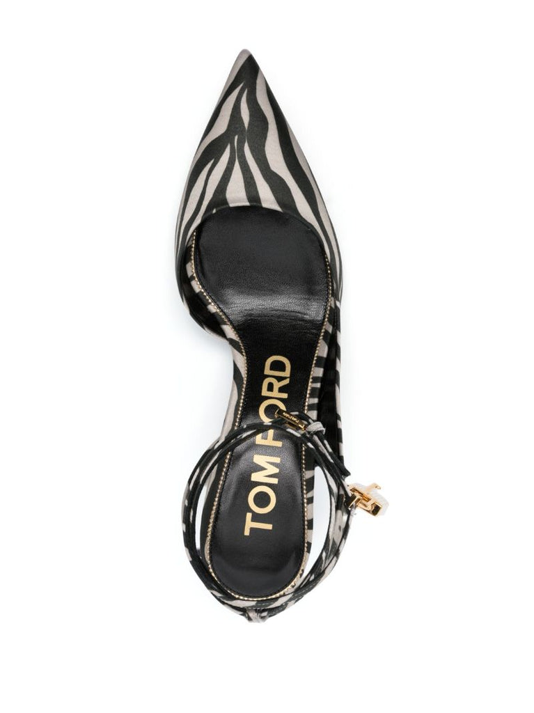 Black Padlock Pointy 55 Satin Pumps