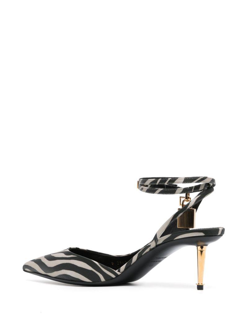 Black Padlock Pointy 55 Satin Pumps