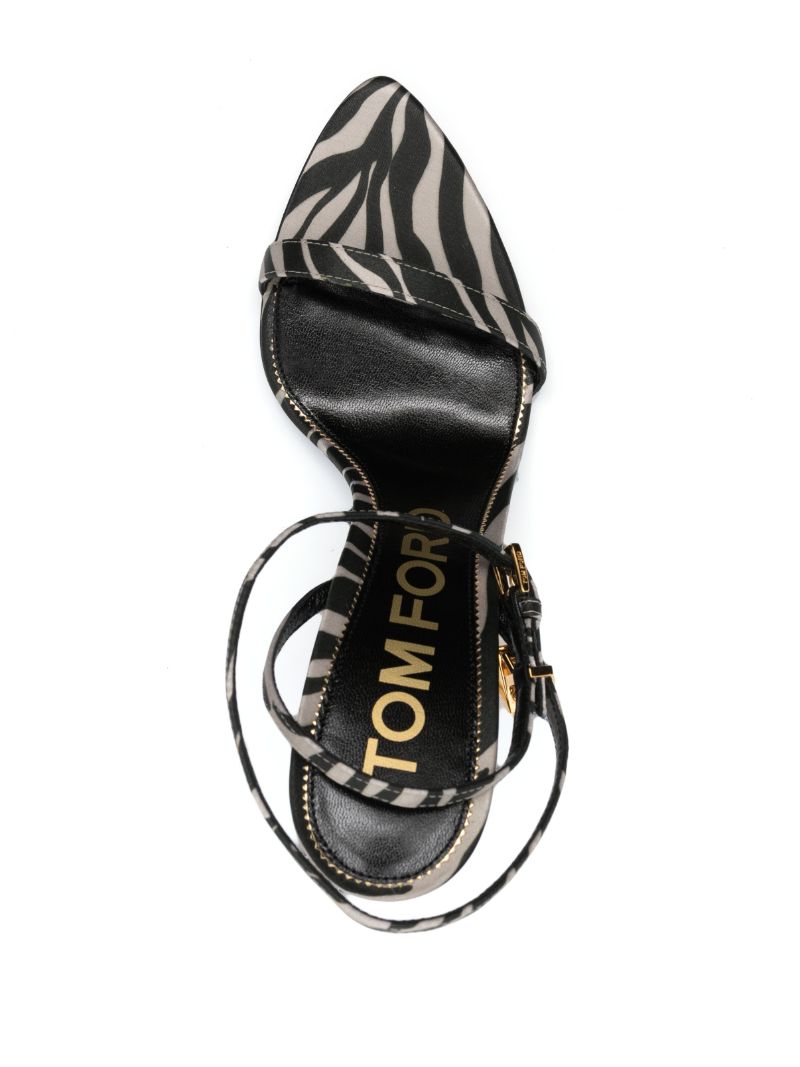Black Padlock Pointy Naked 105 Satin Sandals