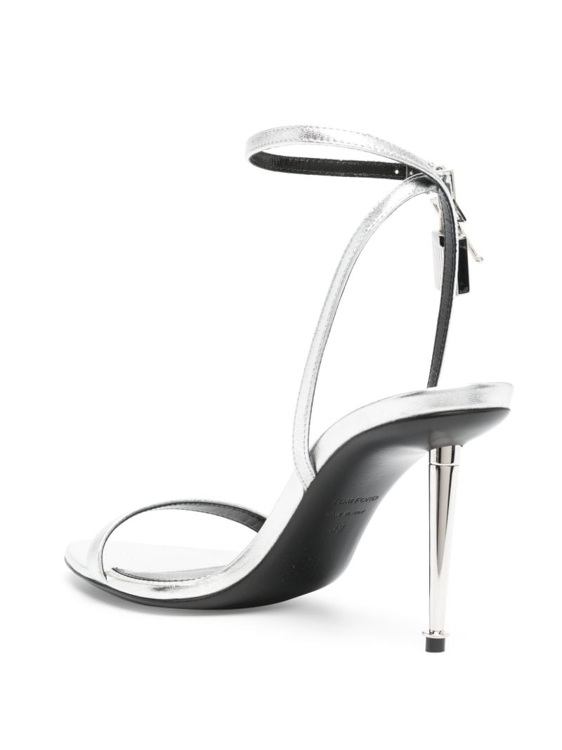 Silver Padlock Pointy Naked 85 Leather Sandals
