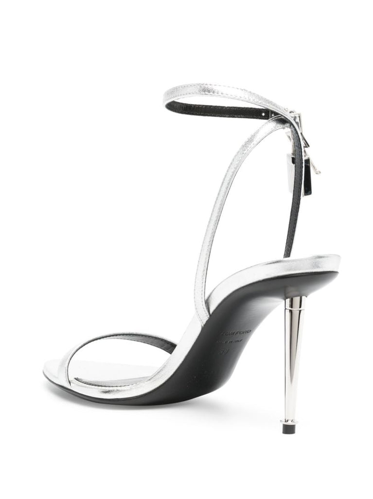 Silver Padlock Pointy Naked 85 Leather Sandals