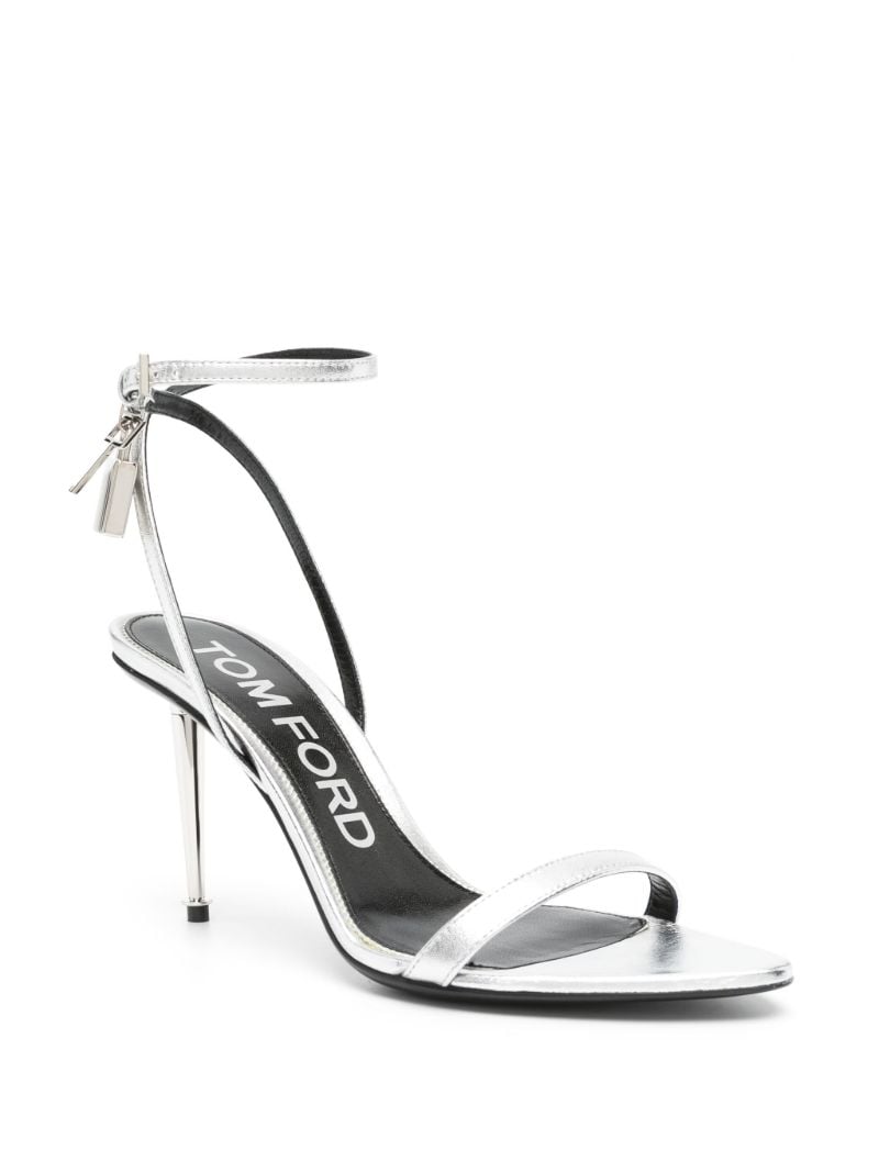 Silver Padlock Pointy Naked 85 Leather Sandals
