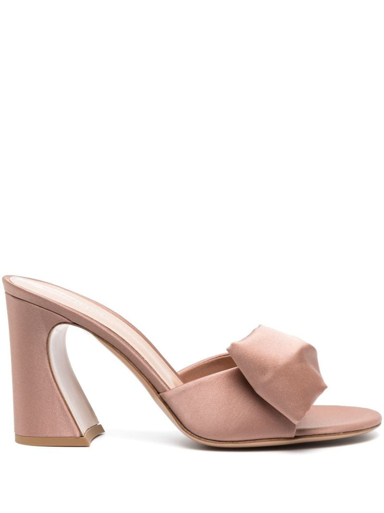 Pink Bow Detail Satin Mules