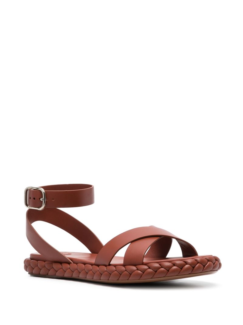 Brown Pip Braided Sole Leather Sandals