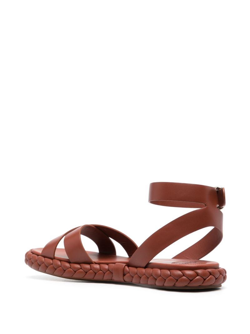 Brown Pip Braided Sole Leather Sandals