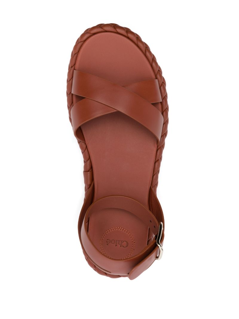 Brown Pip Braided Sole Leather Sandals