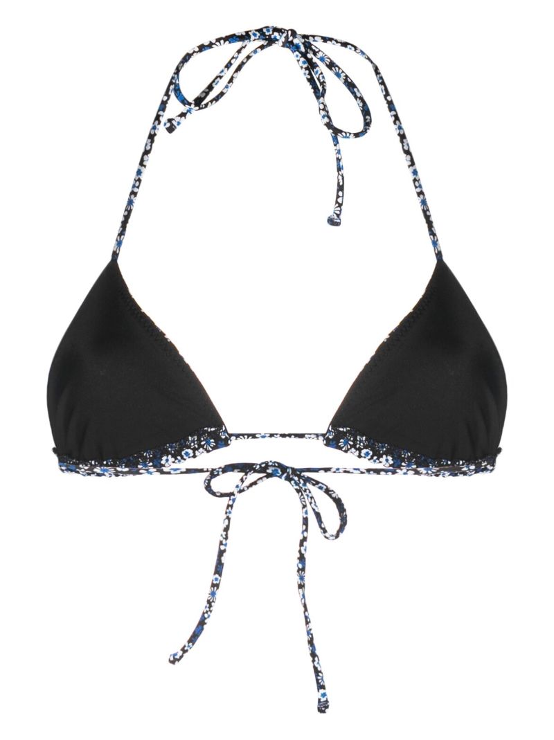 Blue Floral Print Bikini Top