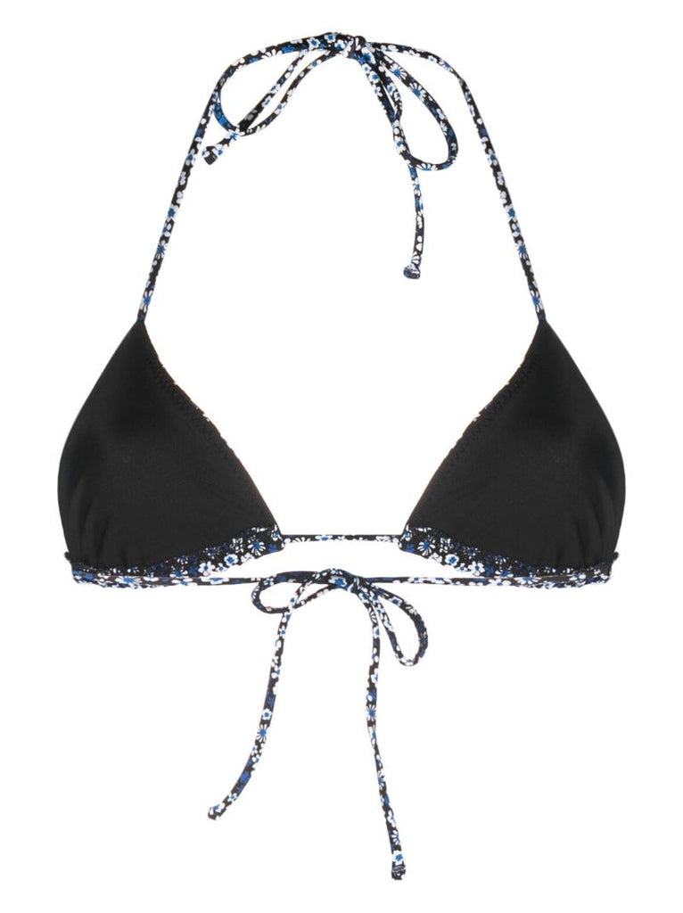 Blue Floral Print Bikini Top