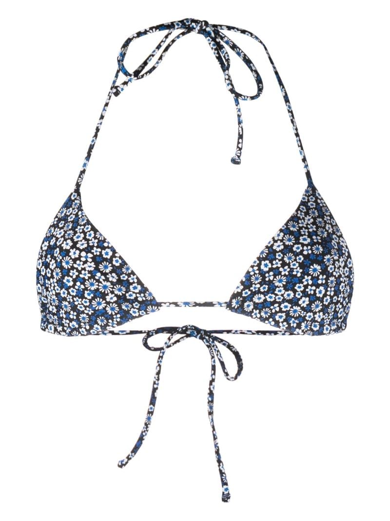 Blue Floral Print Bikini Top