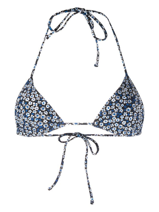 Blue Floral Print Bikini Top
