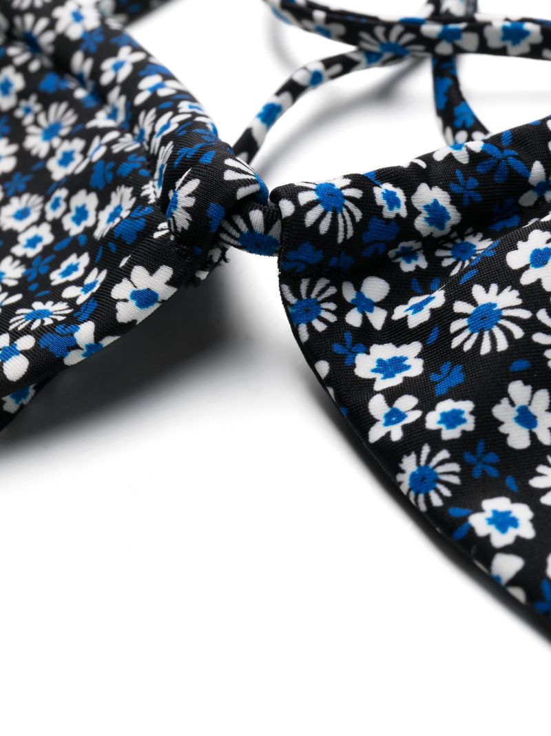 Blue Floral Print Bikini Top