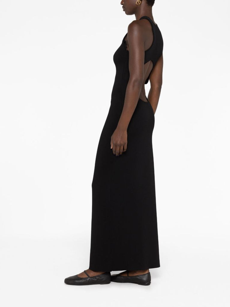Black Open-back Knitted Maxi Dress