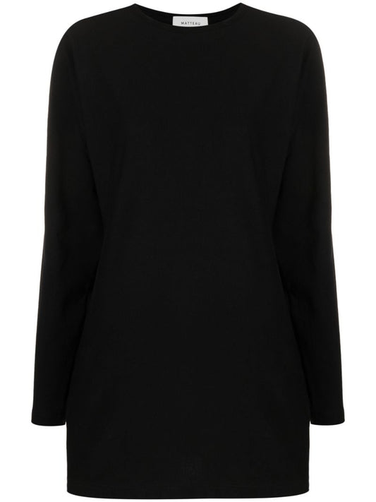 Black Cotton Mini Dress