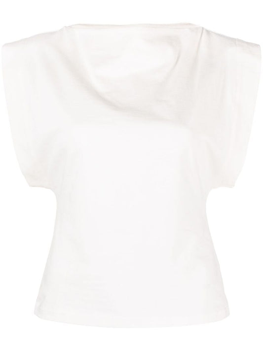 White Boat-neck Cotton T-shirt