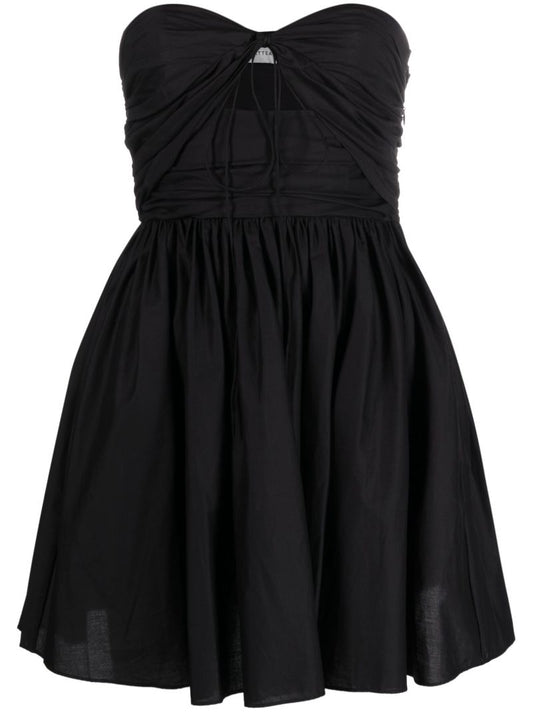 Black Bandeau Cotton Mini Dress