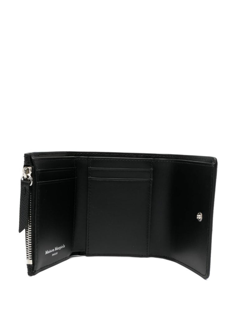 Black Compact Zip Leather Wallet