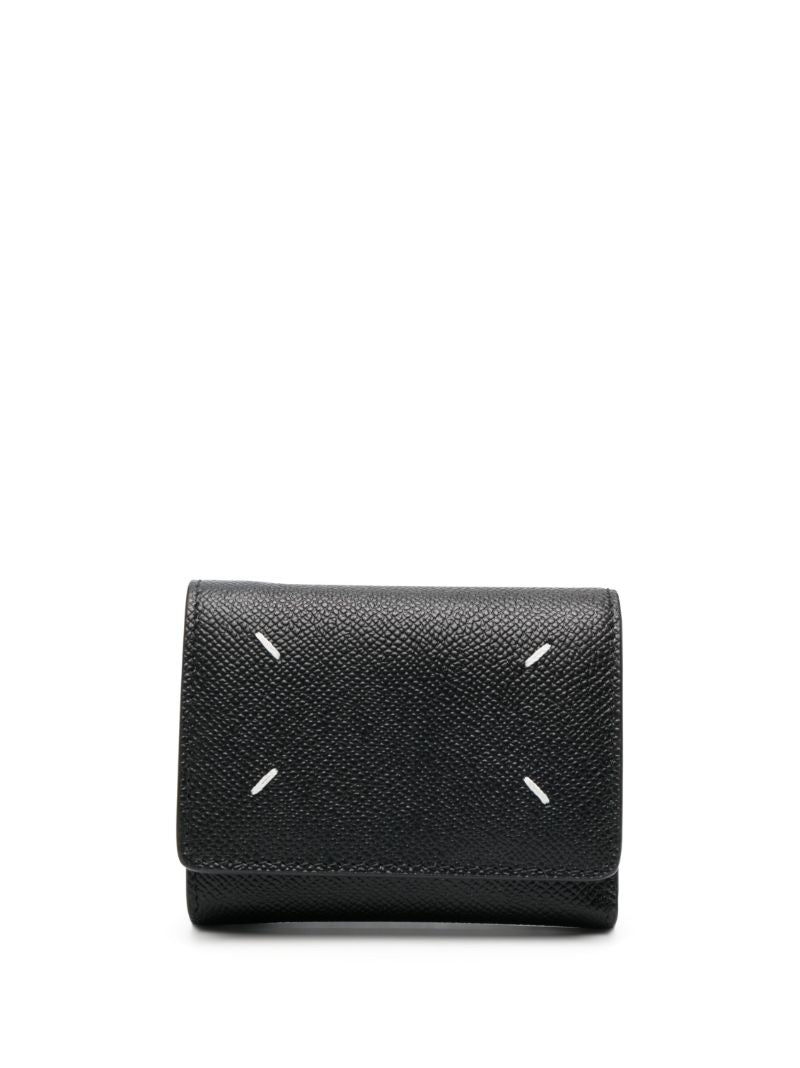 Black Compact Zip Leather Wallet