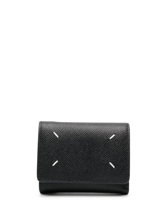 Black Compact Zip Leather Wallet