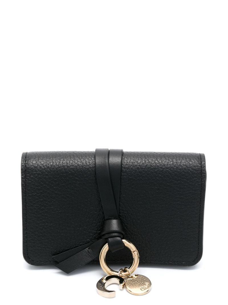 Black Alphabet Leather Tri-fold Wallet