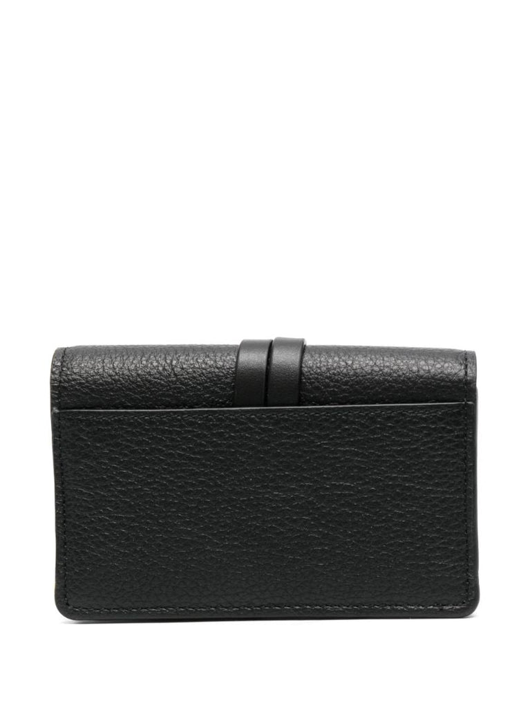 Black Alphabet Leather Tri-fold Wallet