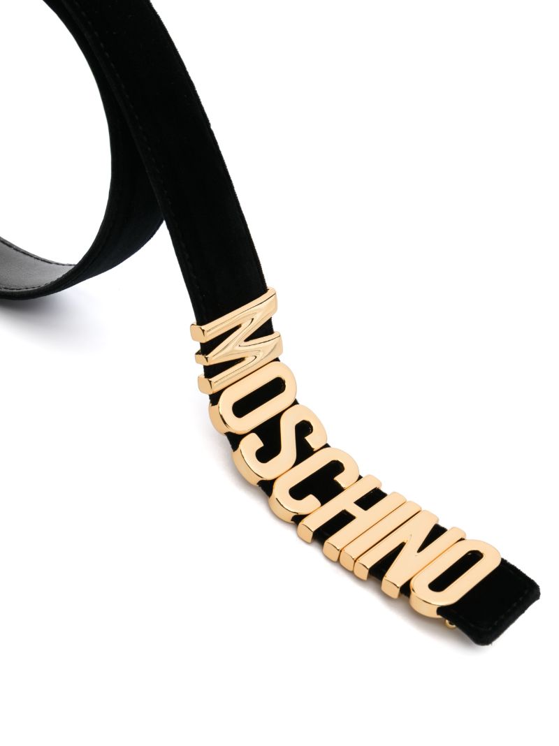 Black Classic Logo Plaque Leather Belt