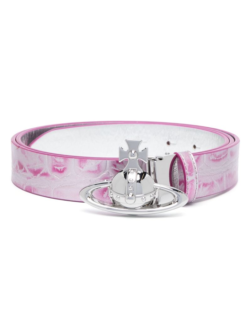 Pink Orb-buckle Leather Belt