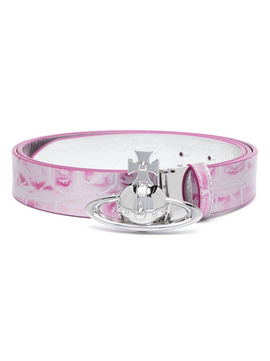 Pink Orb-buckle Leather Belt
