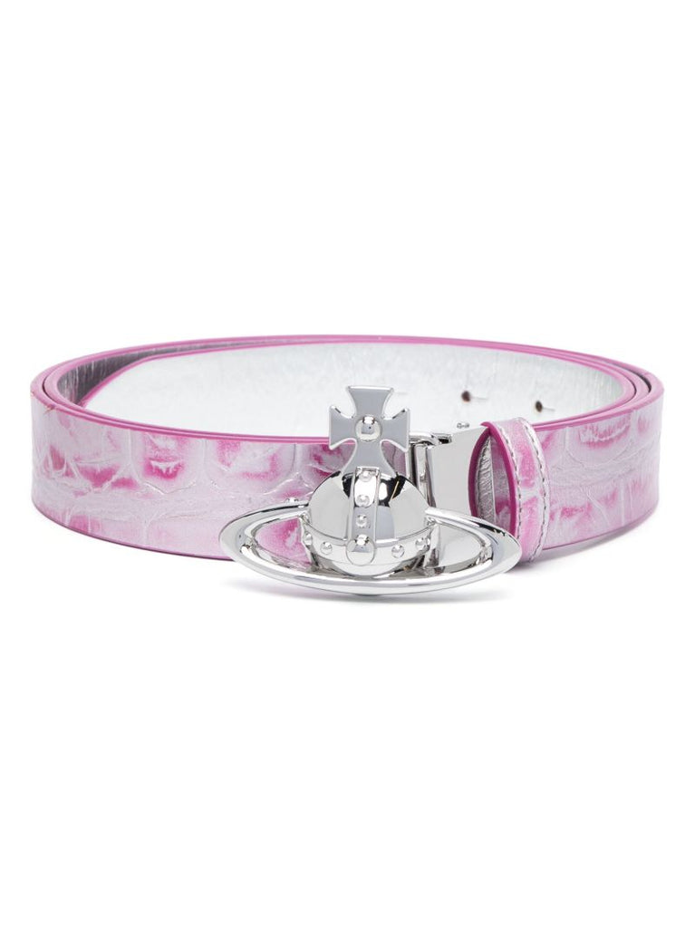 Pink Orb-buckle Leather Belt