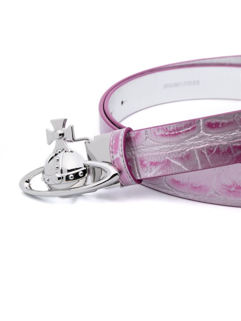 Pink Orb-buckle Leather Belt