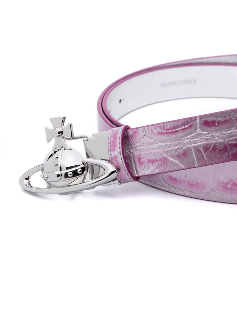 Pink Orb-buckle Leather Belt