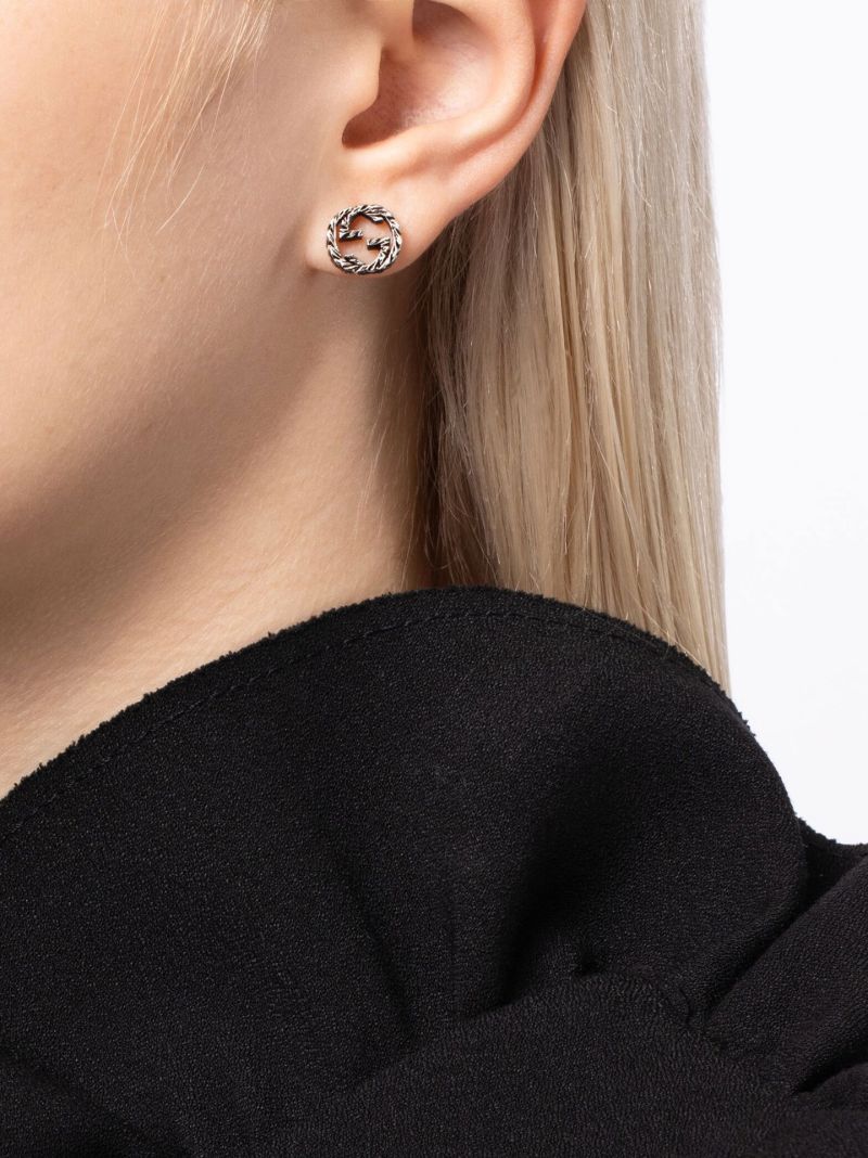 Silver-plated Interlocking Stud Earrings