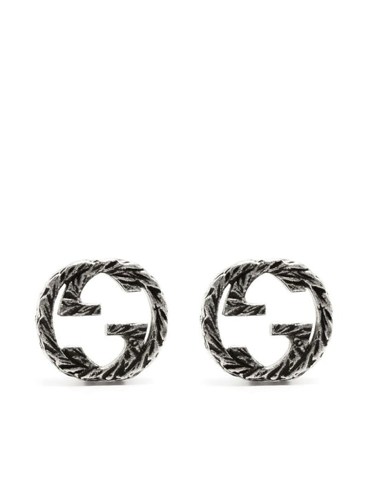 Silver-plated Interlocking Stud Earrings