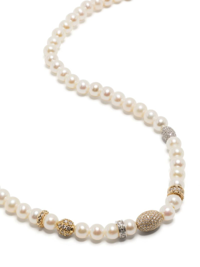 18kt Yellow Gold Pearl and Diamond Necklace