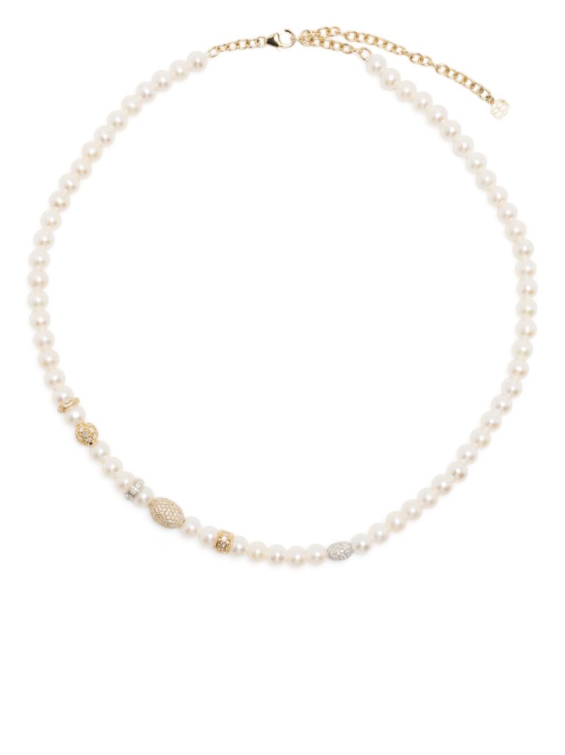 18kt Yellow Gold Pearl and Diamond Necklace