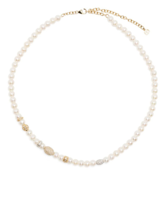 18kt Yellow Gold Pearl and Diamond Necklace