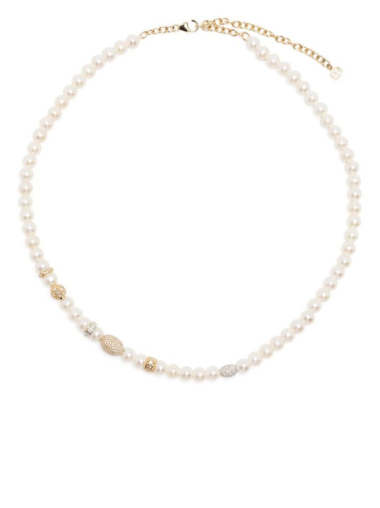 18kt Yellow Gold Pearl and Diamond Necklace