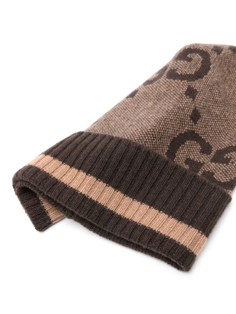 Beige Intarsia-knit Logo Beanie