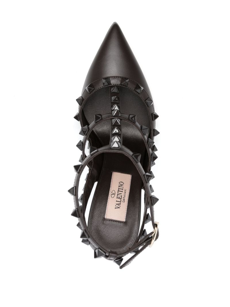 Brown Rockstud 100 Leather Pumps
