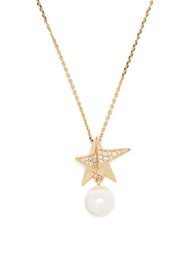 Gold-tone Star Crystal and Faux-pearl Necklace