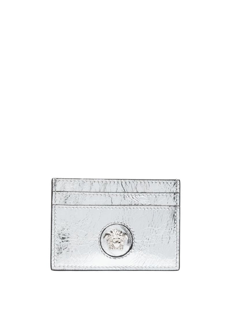 Silver La Medusa Leather Cardholder