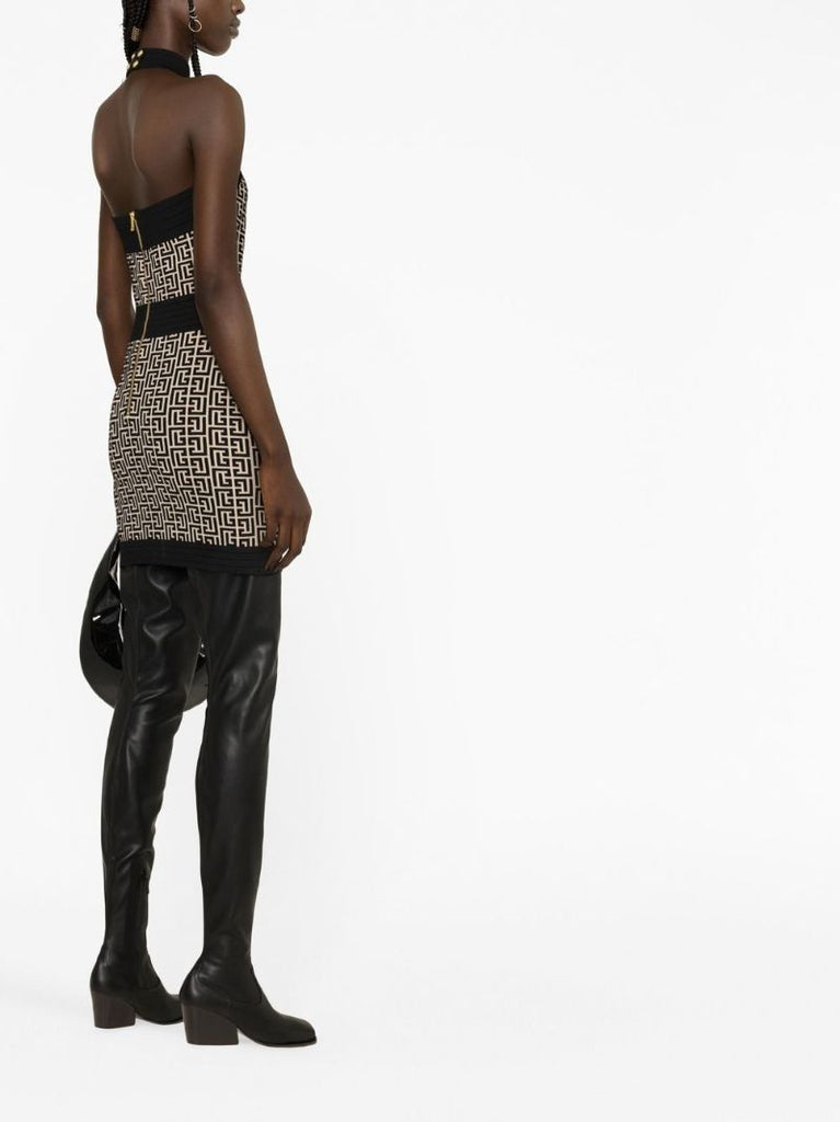 Black Logo Jacquard Mini Dress