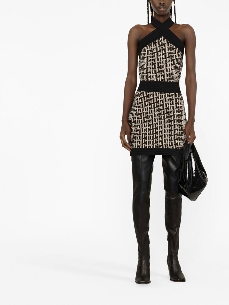 Black Logo Jacquard Mini Dress