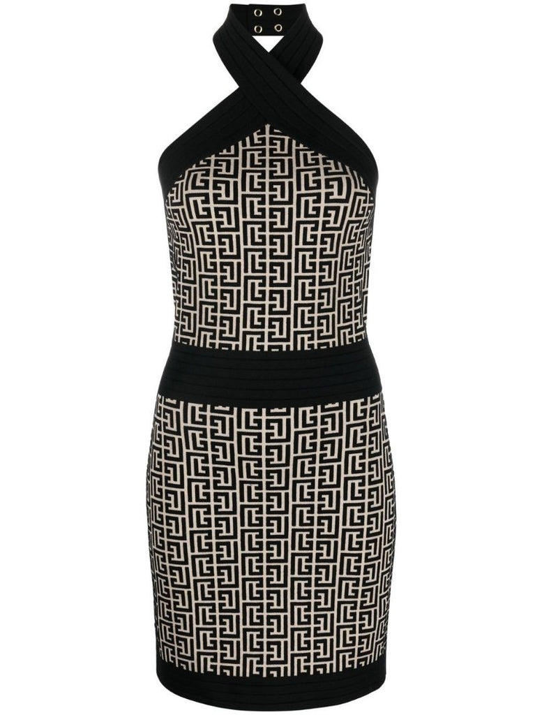 Black Logo Jacquard Mini Dress