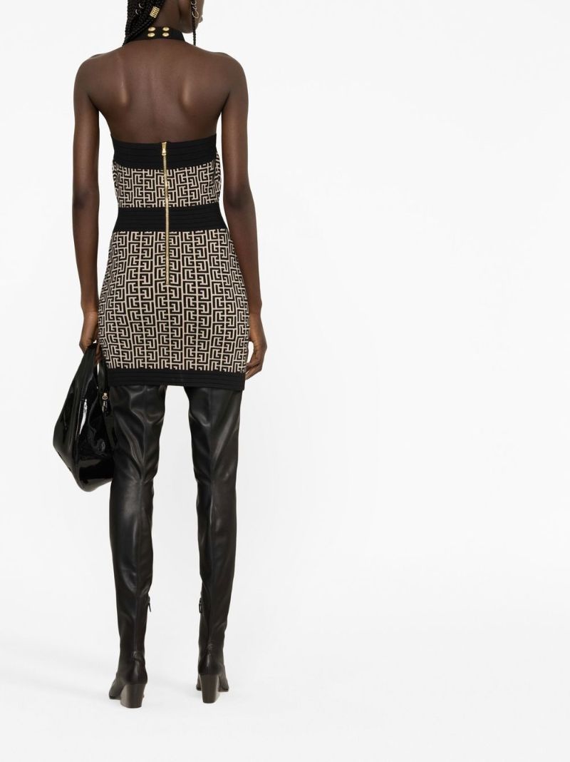 Black Logo Jacquard Mini Dress