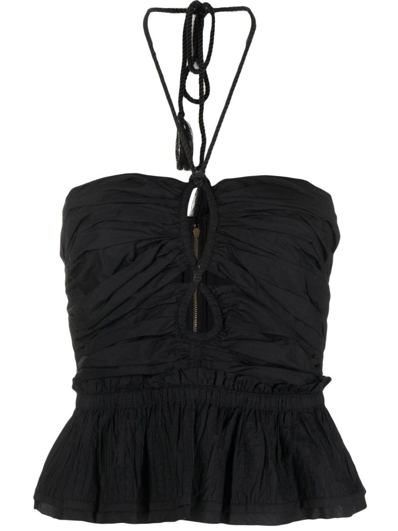 Black Adaleigh Ruched Halteneck Top