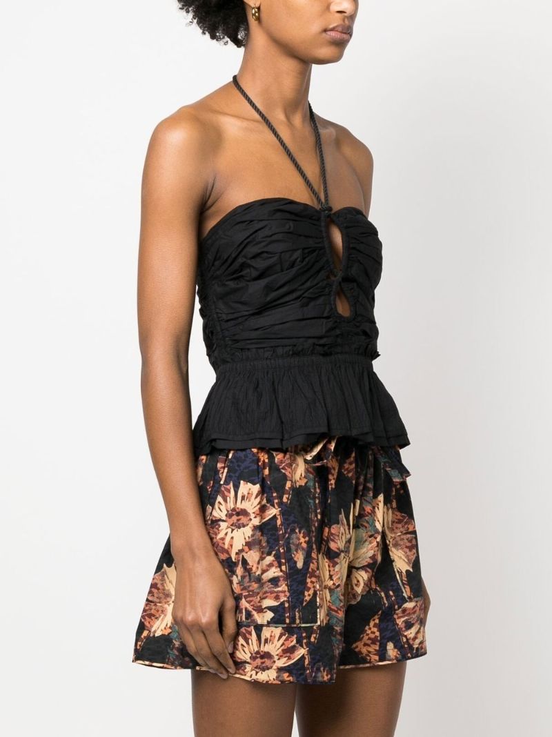 Black Adaleigh Ruched Halteneck Top